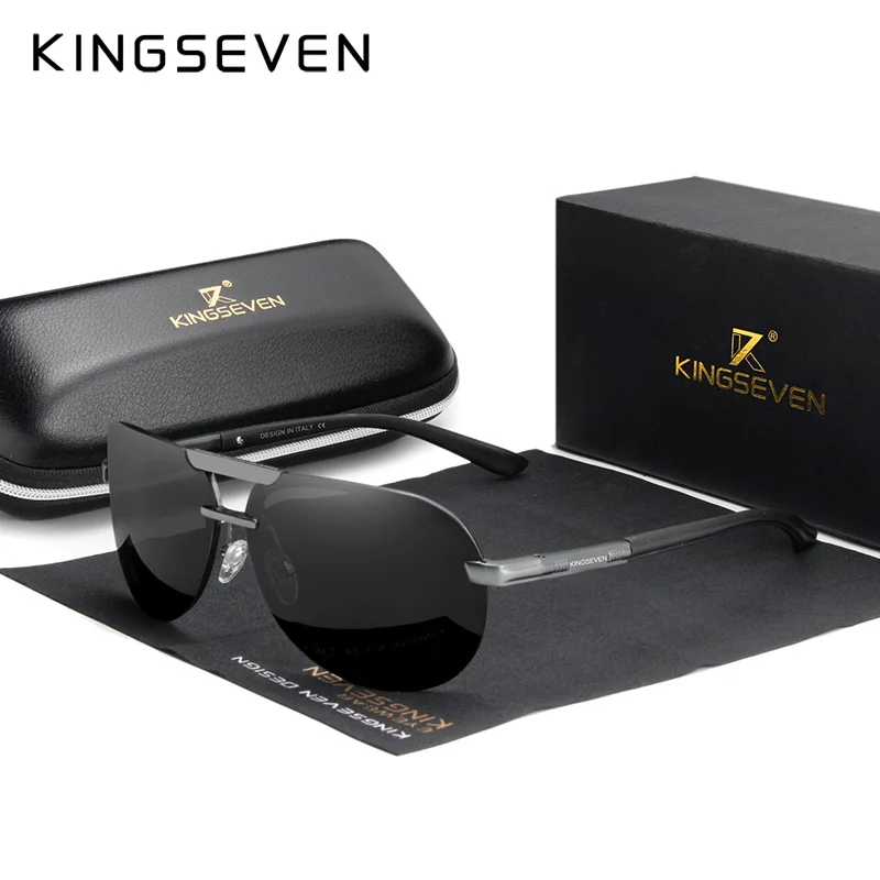 KINGSEVEN,, высокое качество, поляризационные солнцезащитные очки, для мужчин и женщин, пилот, для вождения, алюминий+ TR90, солнцезащитные очки, UV400 - Цвет линз: Gun GRAY