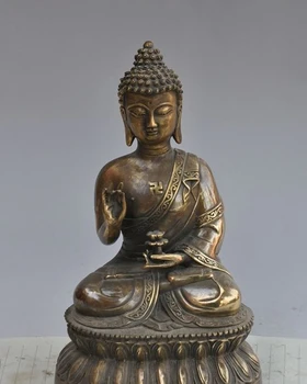 

9" chinese buddhism bronze sakyamuni Shakyamuni Tathagata immortal buddha statue