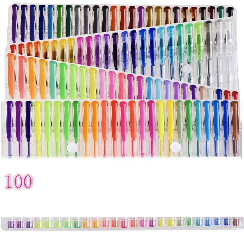 100 шт многоцветные gen-ручки, наборы, мини многофункциональные акварельные ручки, 0,5 мм, цветные, цветные, для офиса, школы, рисования, канцелярские ручки