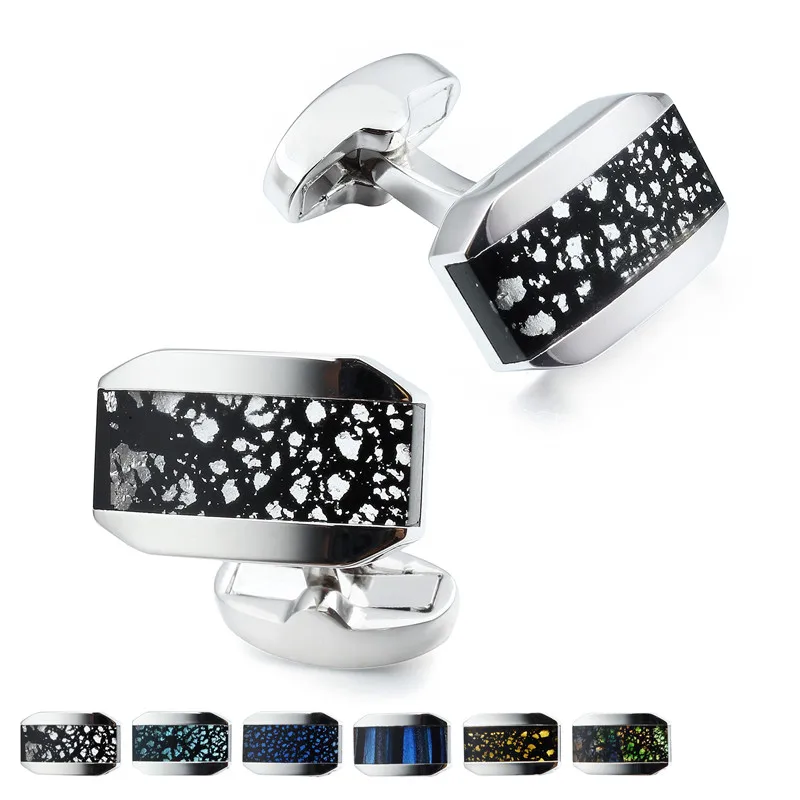 

HAWSON Fashion Jewelry Stone Cuff links Glaze Multi Colors Options Luxury Cufflinks for Men Shirt