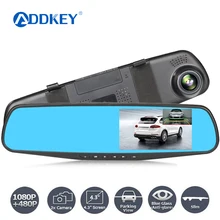 ADDKEY Night Vision Car Dvr Camera Rearview Mirror Digital Video Recorder Auto Camcorder Dash Cam FHD 1080P dual len Registrator