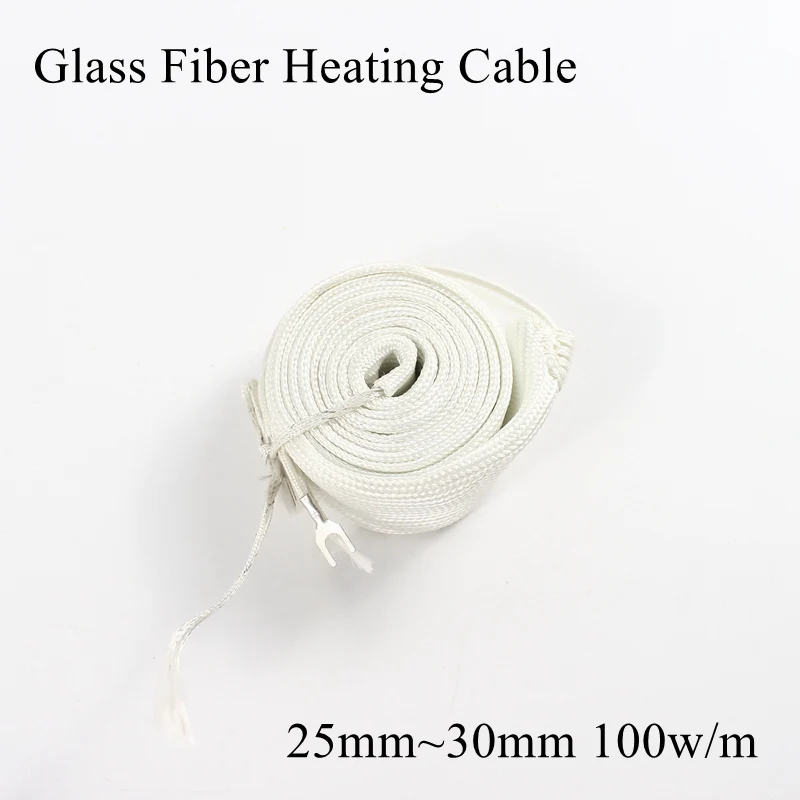 

1m 25~30mm 12V~220V 100w/m Fiber Glass Heating Cable Flexible Insulation Electric Heater Wire Belt Plate Band Tape Water Pipe