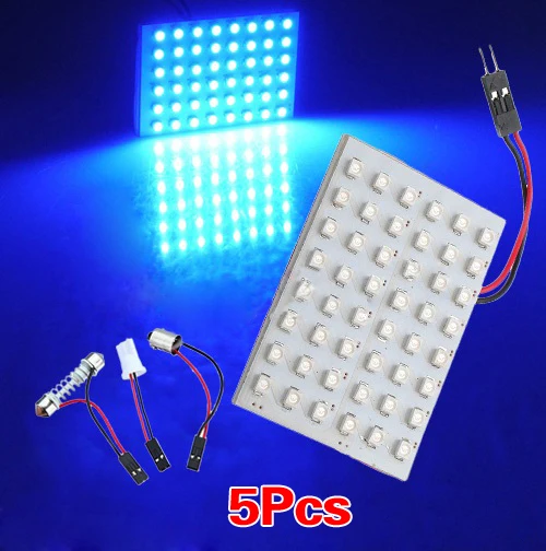 

5pcs Car Interior Light Panel 48 SMD LED T10 BA9S Dome Festoon Bulb Adapter 12V Blu-ray panel