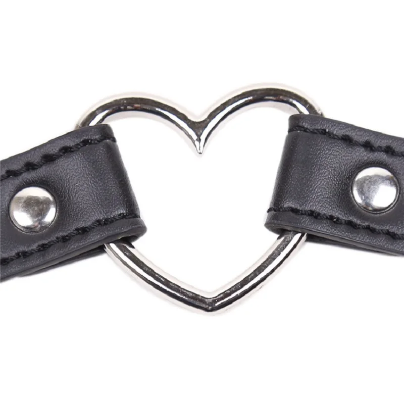 БДСМ Связывание воротник с в форме сердца металлический кожаный жгут воротник ремень регулируемый пояс SM связывание ограничения ожерелье