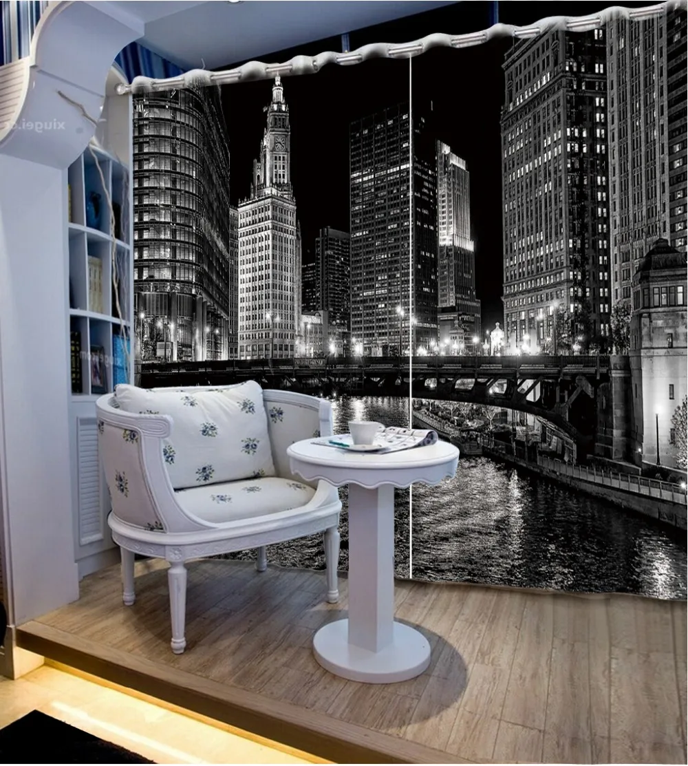 

Phone custom any size New Custom 3D Beautiful black and white window curtains modern curtains for bedroom