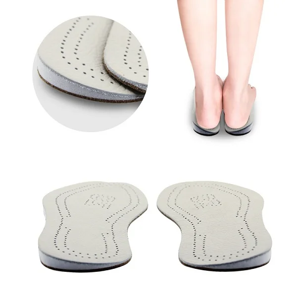 

Unisex O-type Leg Valgus Corrector Orthotic Insoles Women Men Foot Pad Leather Cushion White L