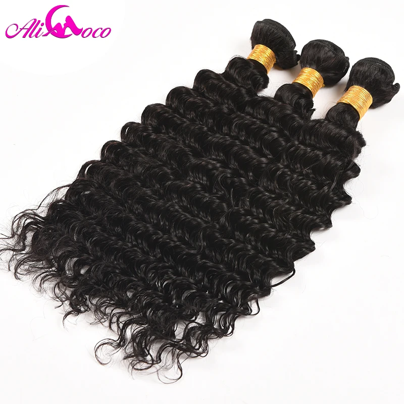 Ali Coco Brazilian Deep Wave 3 Bundles With Closure 100% Human Hair Bundles With Baby Closure 4*4 Non Remy Hair Extensions Ali Coco Brazilian Deep Wave 3 Bundles With Closure 100% Human Hair Bundles With Baby Closure 4*4 Non Remy Hair Extensions