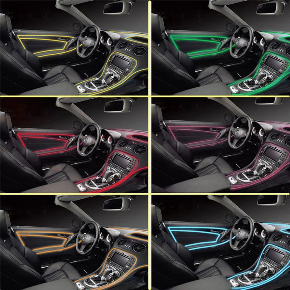  RGB LED Strips Ambient Light APP Bluetooth Control for Car Interior Atmosphere Light Lamp 8 colors  - 4000207456938