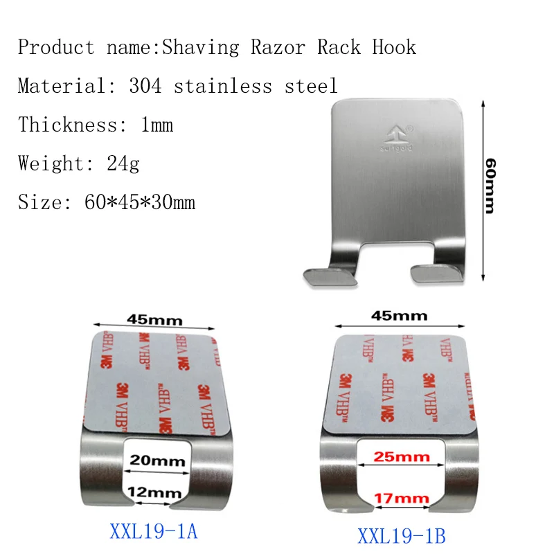 1 шт., новинка, Мужская полка для бритья, 304, нержавеющая сталь, держатель для бритвы, бритва для бритья, полка для ванной, вискозный крючок для бритвы