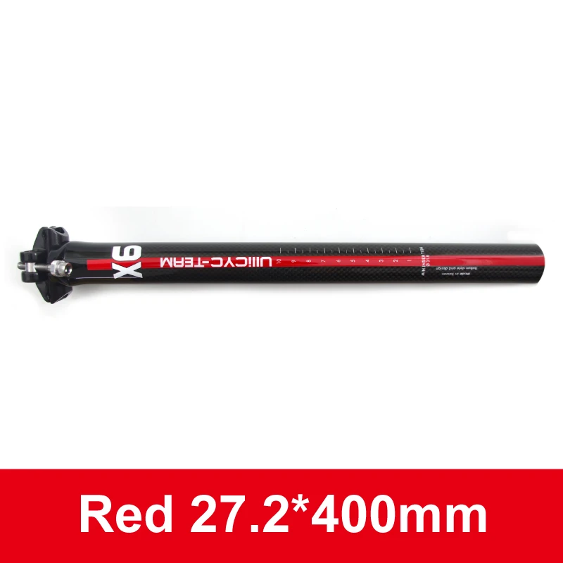 red Ullicyc X6 полностью карбоновый Подседельный штырь для горного велосипеда сетбэк 25 мм для mtb дорожный велосипед 2527,2/30,8/31,6*350/400 мм Труба из углеродистого волокна 3k глянцевое покрытие SZG88 - Цвет: red