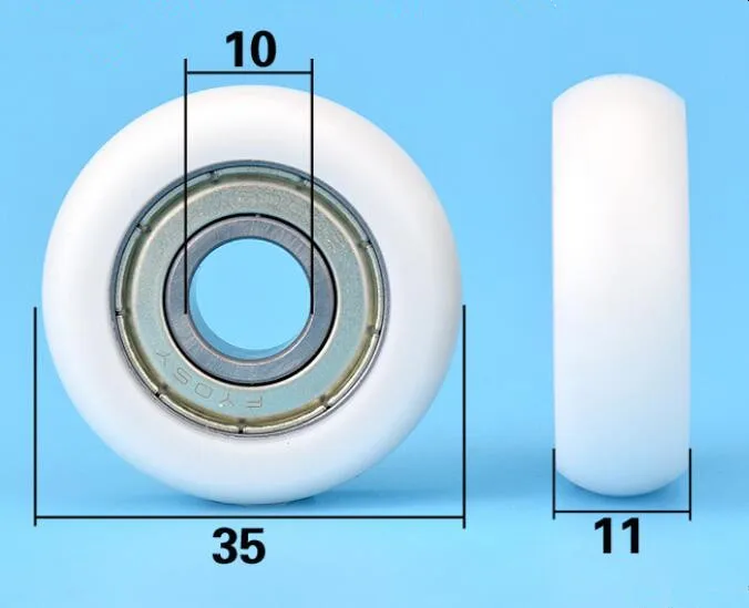 

DuoWeiSi 10*35*11mm 6000ZZ bearing pulley plastic coated roller rolling machinery parts wheel bearing 79kg Inside 10mm