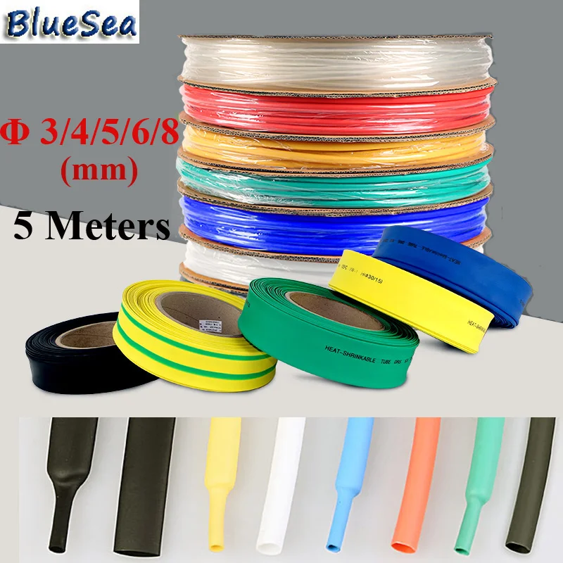 

BlueSea 5M/Roll 3/4/5/6/8mm Heat Shrinkable Tube Assist Hooks Plastic Heat shrink Tube Assistant Fish Hooks Thermal-plastic Tube