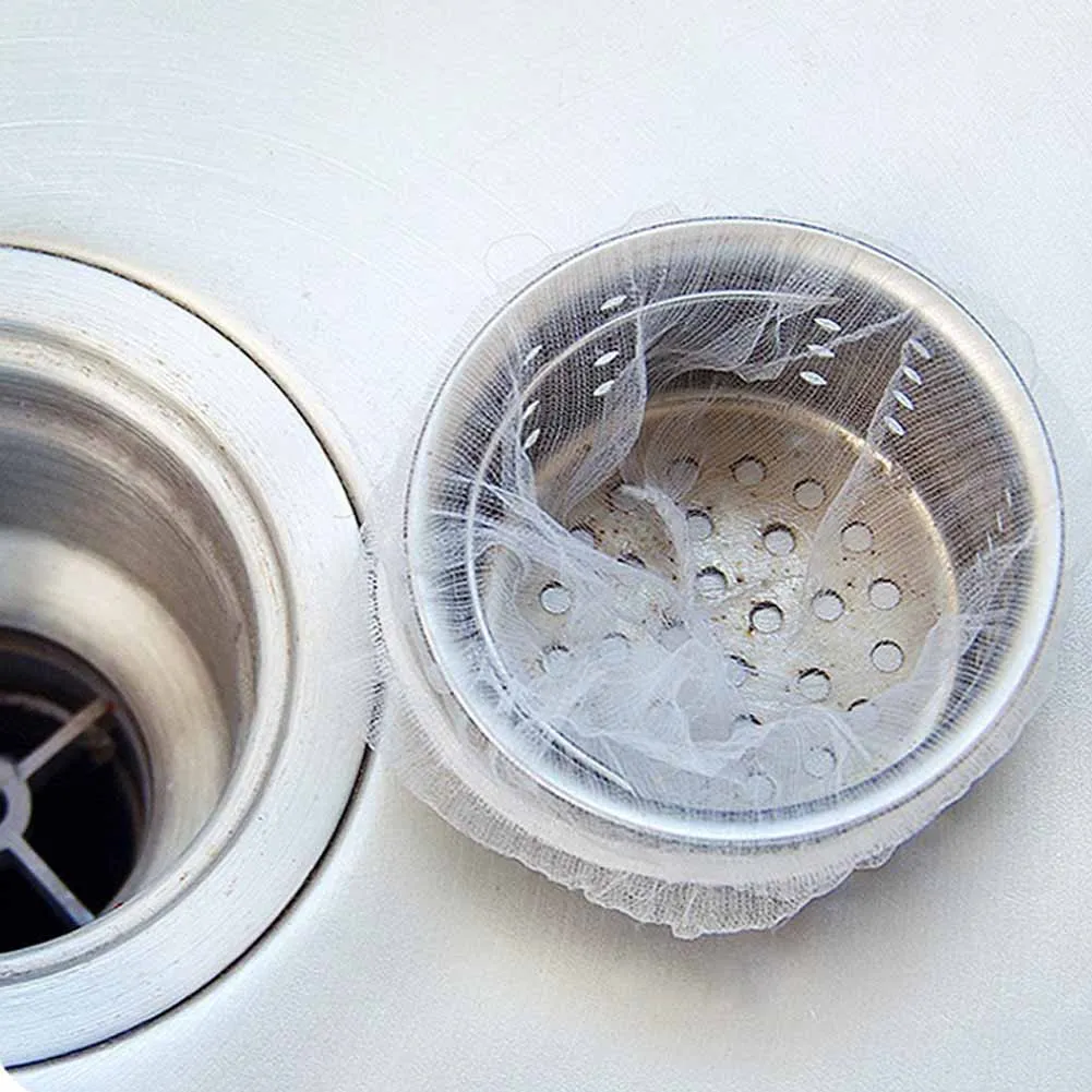 

30/100 pcs/lot White Nylon Kitchen Sink Basin Disposable Garbage Bags Mesh Drain Stopper Residue Filter 2018 New Arrival
