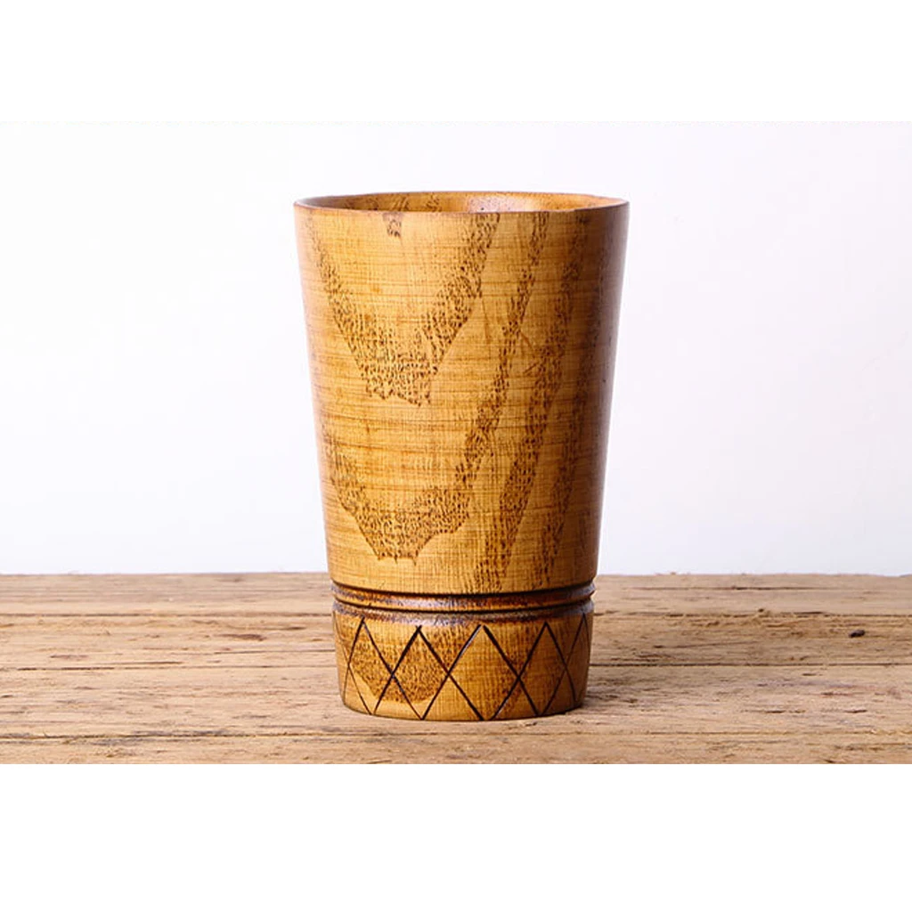 11.5cm Wooden Mug Beer Dringking Cup Handcrafted Groomsmen Wedding Party Favor Vintage Handmade Drinkware Mugs   -Brown