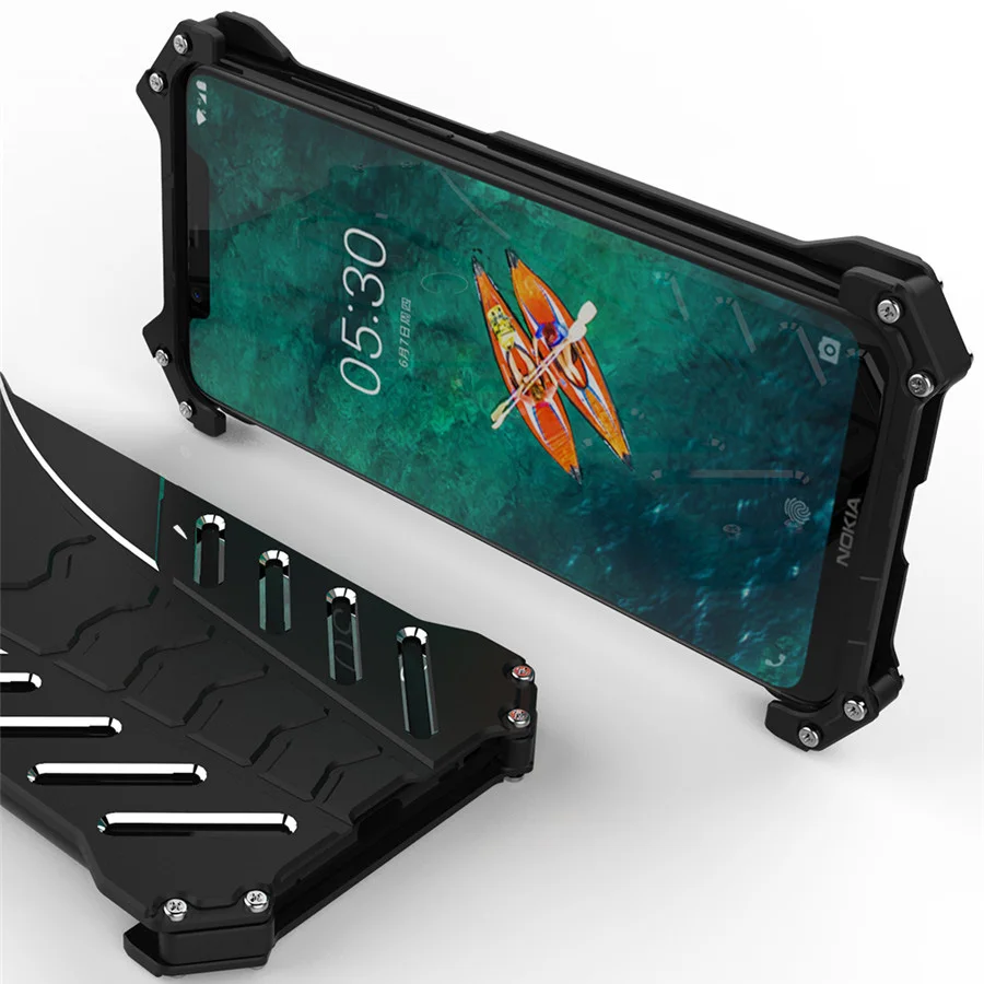Для Nokia X5 чехол R-just роскошный Бэтмен Алюминиевый металлический чехол s для Nokia X5 Nokia 5,1 Plus Чехол для мобильного телефона
