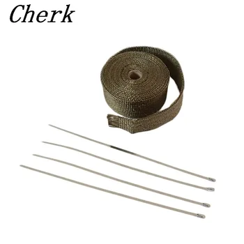 

15M Titanium CAR MOTORCYCLE Incombustible Turbo MANIFOLD HEAT EXHAUST WRAP TAPE THERMAL STAINLESS TIES With 4 Stainless Ties Kit