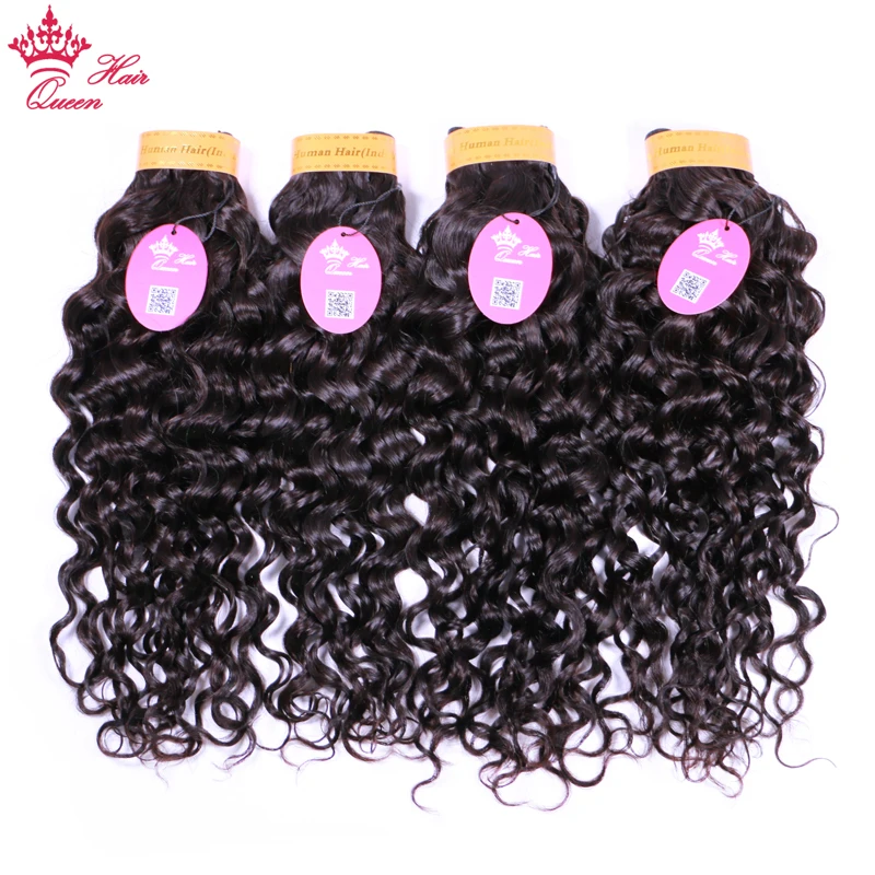 Продукты Queen Hair индийские волнистые пучки волос 100% человеческие волосы плетение 4