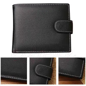 

1Pc New Fashion High Quality Black Men's PU Faux Leather ID Credit Card Holder Coin Zip Purse Wallet Billfold