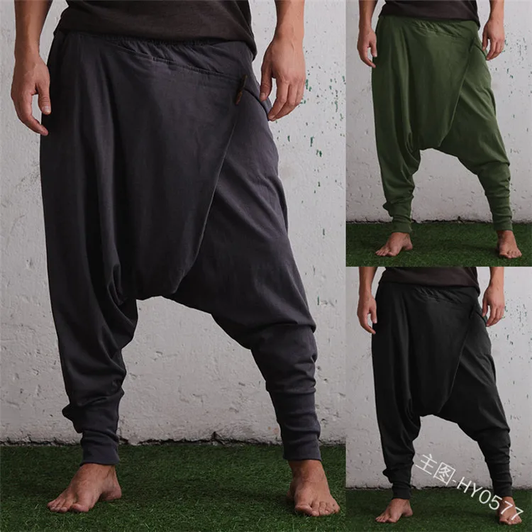 

Men Harem Pants Drop Crotch Pockets Joggers Solid Trousers Men Loose Hip-hop Baggy Pants Women Casual Yoga-Pants Men 5XL