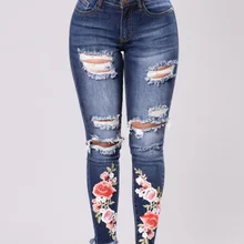 Рваные повседневные джинсы женские модные сексуальные джинсы с высокой талией обтягивающие брюки