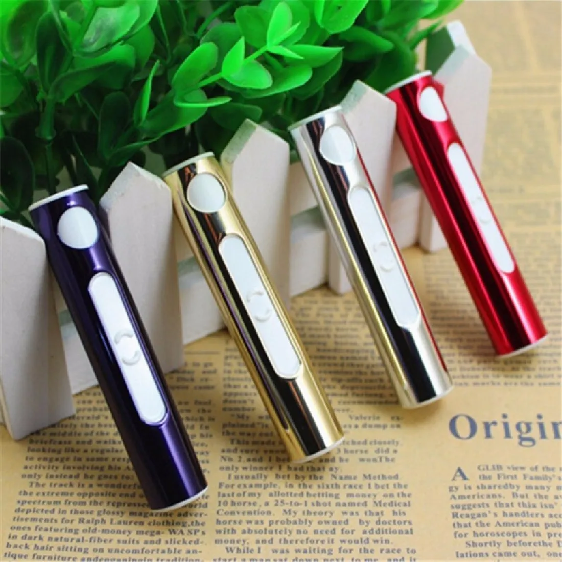 

Electronic USB Lighter Rechargeable Tobacco Cigarette Lighter Flameless Cigar windproof gold metal pipe torch lighter