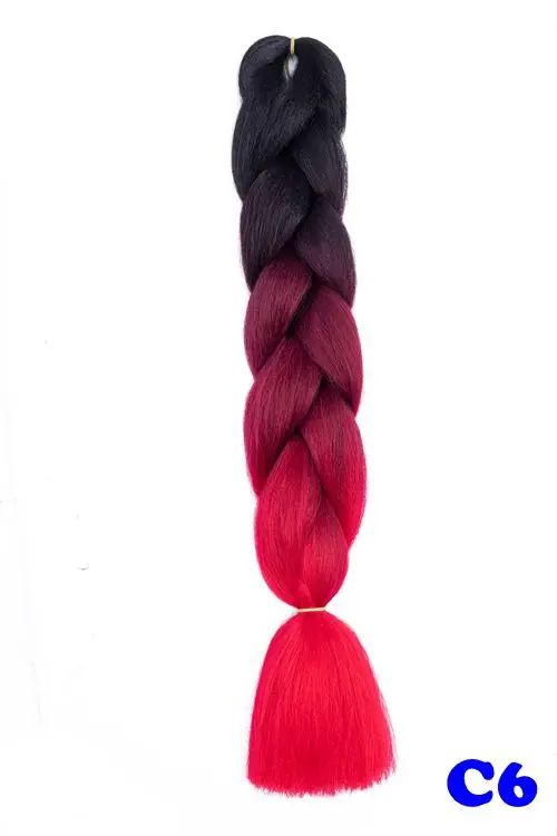 Luxury 24" 60cm Ombre Synthetic Crochet Hair Extensions Jumbo Braids Hairstyles Pink Red Blue Braiding Hair - Цвет: Кофейный коричневый/24#