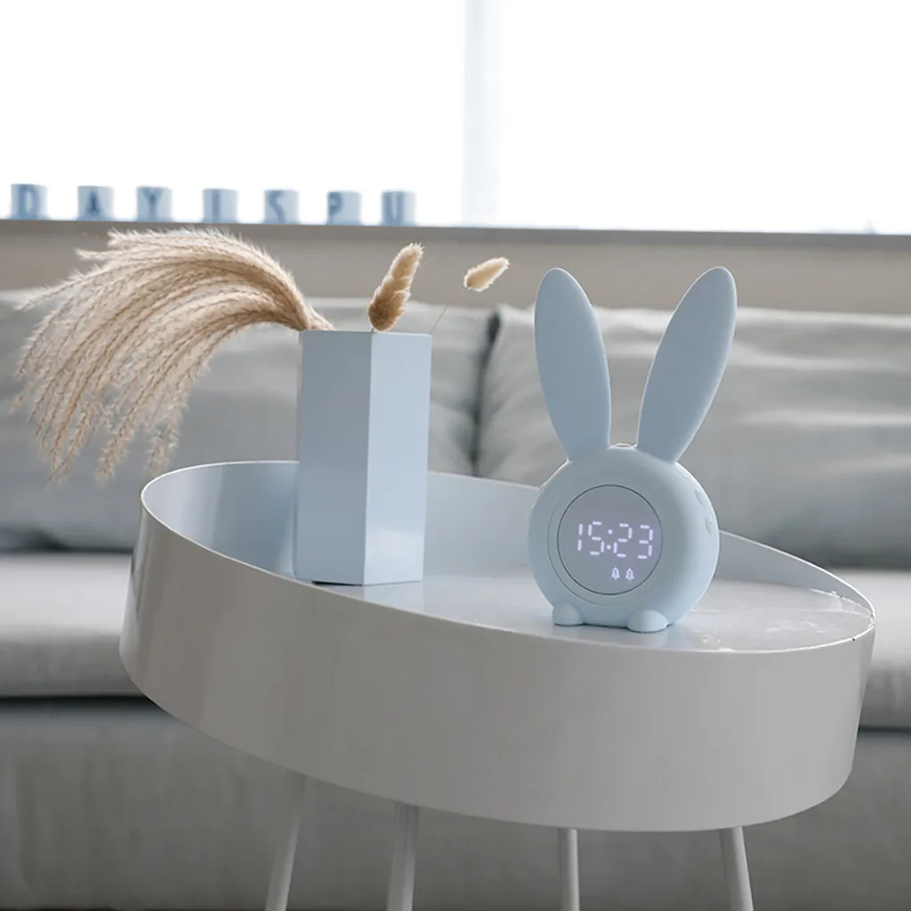 Часы милый кролик будильник Креативный светодиодный цифровой Повтор мультфильм электронный современный дизайн декоративные настенные часы Special19JUL10