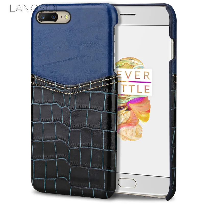 

Luxury brand phone case crocodile pattern and wax leather mixed color half pack phone case For OnePlus 5 custom processing