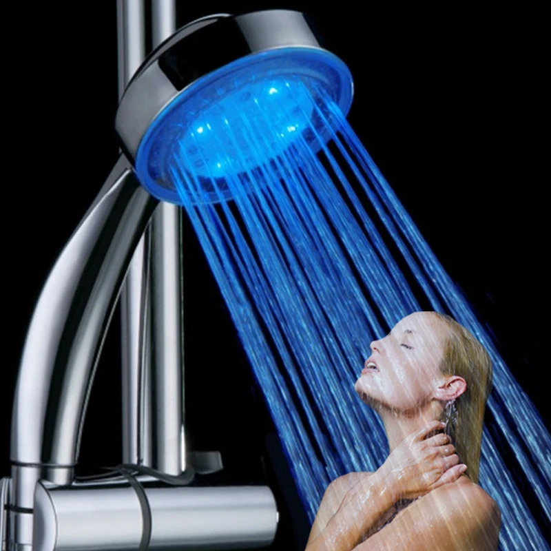 54pcs/lot light up low flow showerheads with single Blue color without