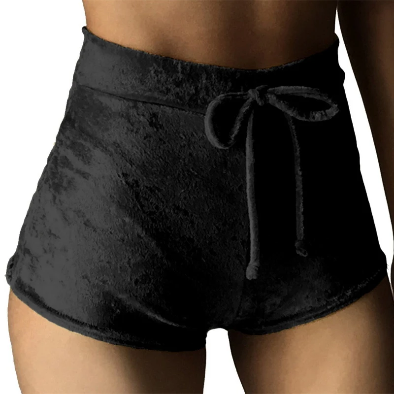 Женские шорты, модные сексуальные облегающие фланелевые Короткие штаны для тренировок, Женские панталоны, мягкая Спортивная одежда для фитнеса - Цвет: black
