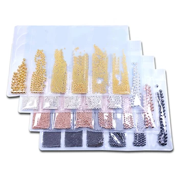 

6sizes /lot Steel Beads 0.6/08/1/2/3mm Mini Round 3D Metal Ball Beads 1 Bag Gold steel balls beads-Round metal balls mHTR6744rrt