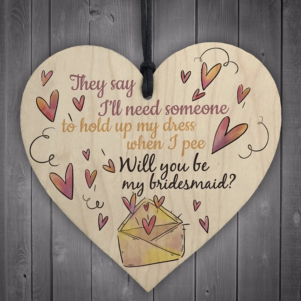 4-Meijiafei-FUNNY-Will-You-Be-My-Bridesmaid-Wooden-Hanging-Heart-Brides-Wedding-Invitation-Keepsake-Gift-Plaque