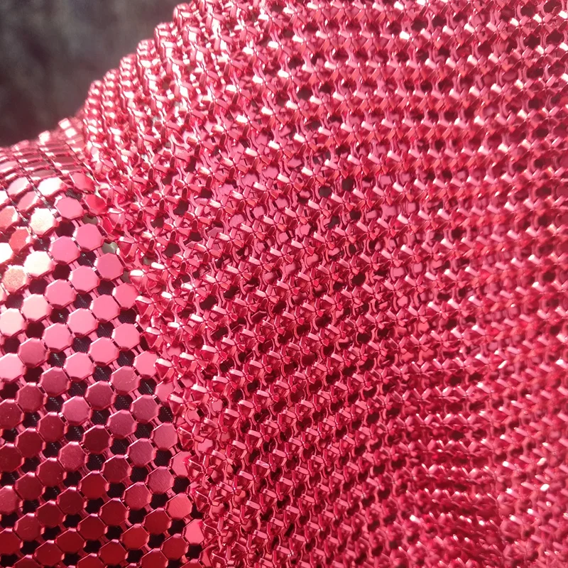 Peach Red Metal Mesh Fabric 01