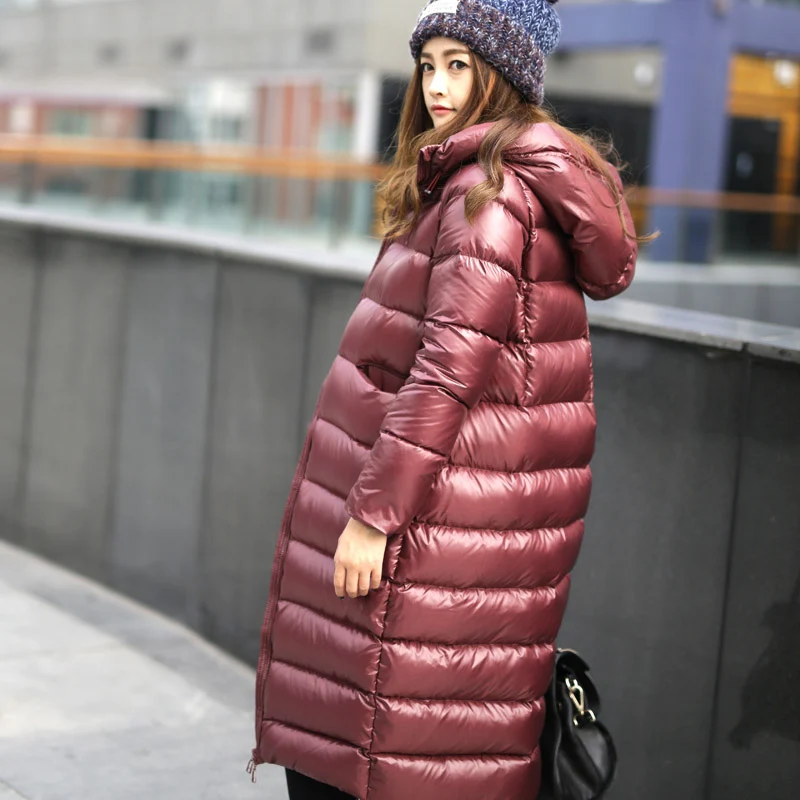 2018 Winter Women White Duck Down Parkas Female Down jacket Ladies Wadded Coat Female Warm Waterproof Zipper Long Parkas LYL247