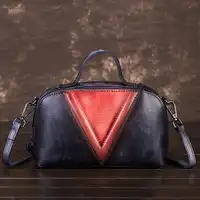 Genuine Leather Women Shoulder Cross Body Tote Brush Color Bag Female Handbag Retro Cowhide Purse Small Messenger Top Handle Bag