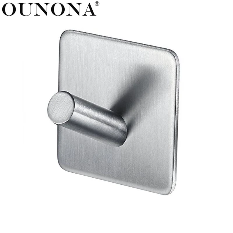 

OUNONA Stainless Steel Hooks Hanger Self Adhesive Robe Towel Hook for Bathroom Living Room Kitchen Wall Mounted Free ship