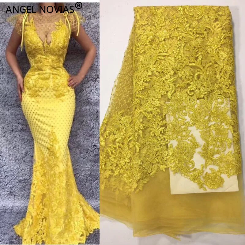 ANGEL NOVIAS длинное желтое кружевное платье русалки Abendkleider арабское элегантное вечернее платье Vestidos Noche Fiesta платье на выпускной