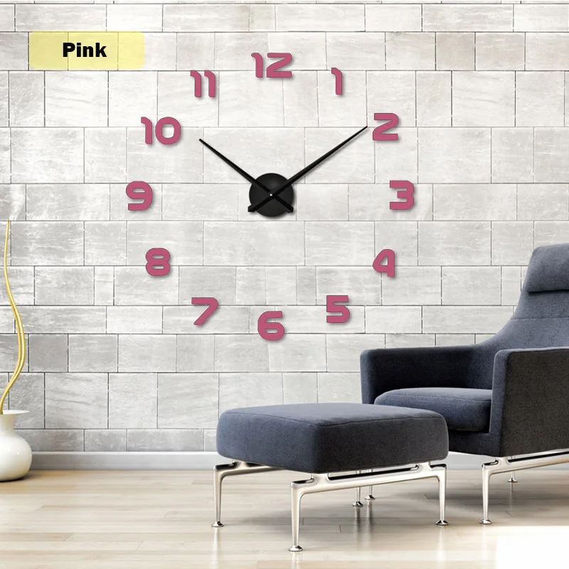 3d зеркальные наклейки Horloge Home Klok Новые Diy настенные часы Акриловые diy часы кварцевые часы Reloj De Pared Гостиная Современная - Цвет: pink