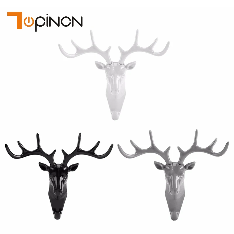 

Small Creative Plastic Wall Rack For Living Room Hat/Bag/Key/Jewelry Rack Three-Dimensional Deer Decor Office Bedroom Coat Hook