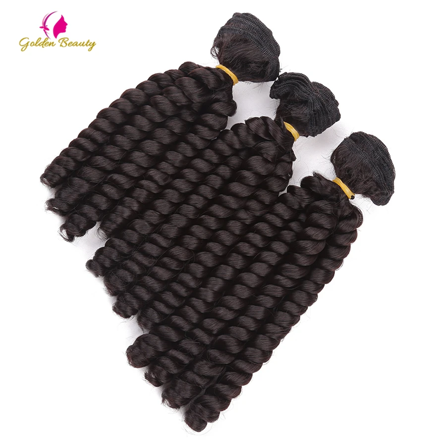 

8inch Bouncy Curly Hair Heat Resistant Synthetic Hair Weave Sew in Hair Extensions Bundles 3pcs/pack Golden Beauty
