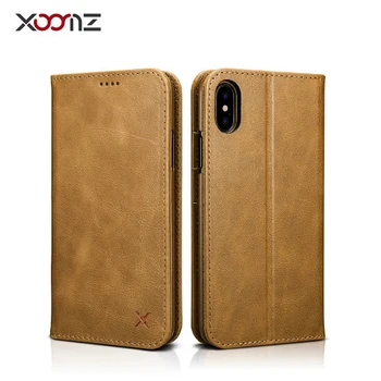 

XOOMZ Vintage Wallet Case Book Design and Magnetic Closure with Folio Leather Cover and Stand Card Slot for iPhone X Xs
