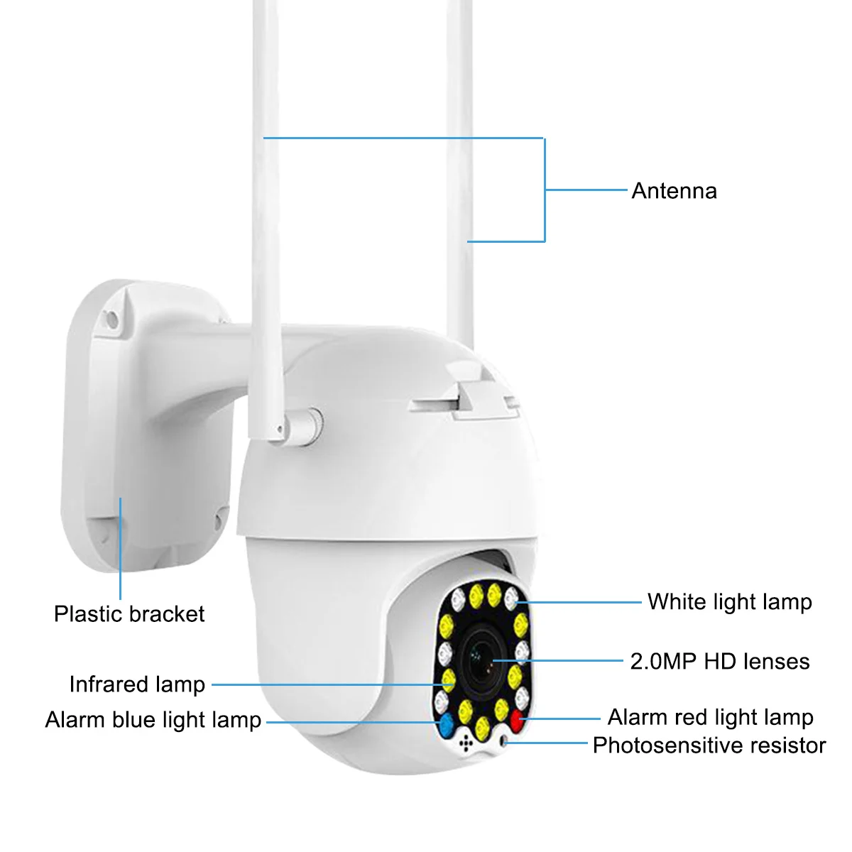 2.0MP HD 1080P PTZ IP камера 17 светодиодный открытый IP панорамирование наклона ИК Сетевая камера видеонаблюдения Водонепроницаемая Wifi камера