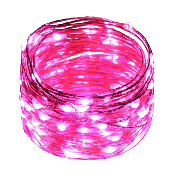 20 шт./лот 33 ФУТА 10 м 100 светодиодов медный провод струнный светильник Звездный светильник s+ адаптер питания(UK, US, EU, AU Plug)+ по DHL - Испускаемый цвет: Розовый