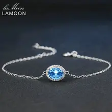 LAMOON Классический 6x8 мм натуральный овальный синий топаз 925 пробы Серебряные ювелирные изделия S925 браслет LMHI019