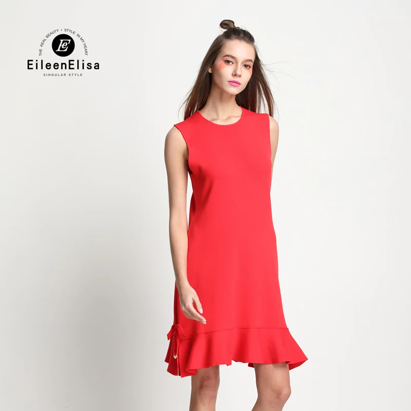Red Dresses For Women 2017 Luxury Runway Sleeveless Summer Dress High
