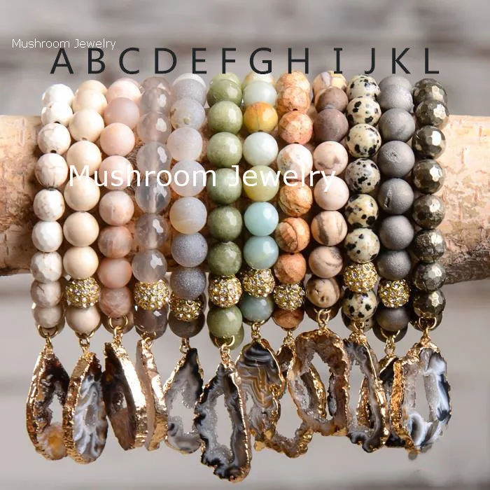 Амазонит Лабрадорит дзи кулон Agates Druzy бусины BraceletAgates Goede браслет Натуральный