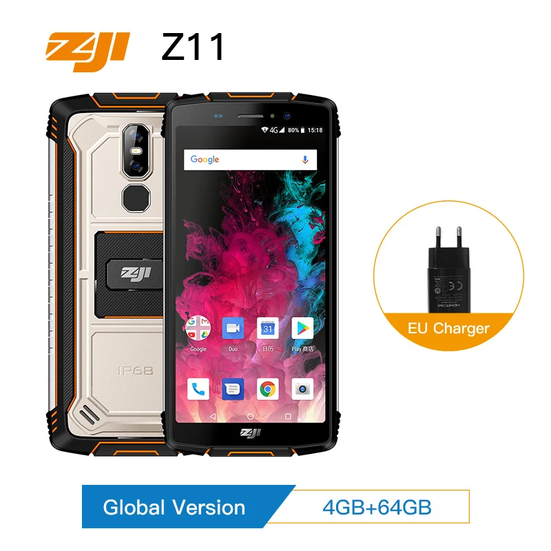 HOMTOM ZJI зоджи Z11 IP68 Водонепроницаемый пыле 10000 mAh смартфон 4 Гб 64 Octa Core сотовый