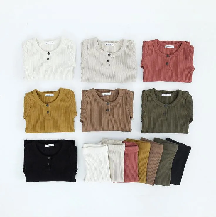

2019 new girls boys 2 pcs set t-shirt+long pants spring autumn cotton fashion kids suit 1-7T HC565