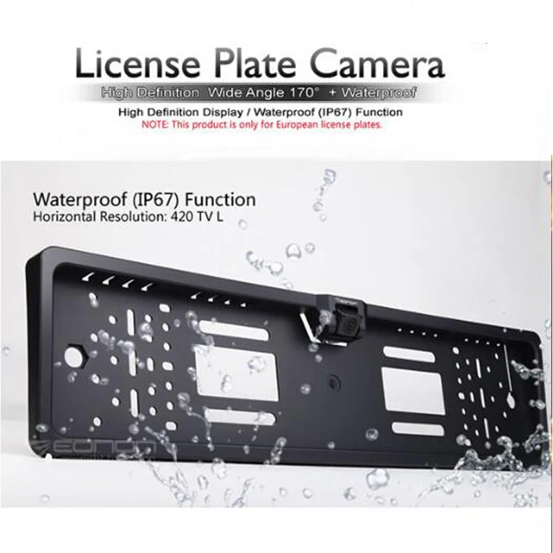 

5 Inch HD LCD 800 * 480 Mirror Monitor For Car Europe License Plate Frame Rearview Reversing Waterproof Camera Parking Assist