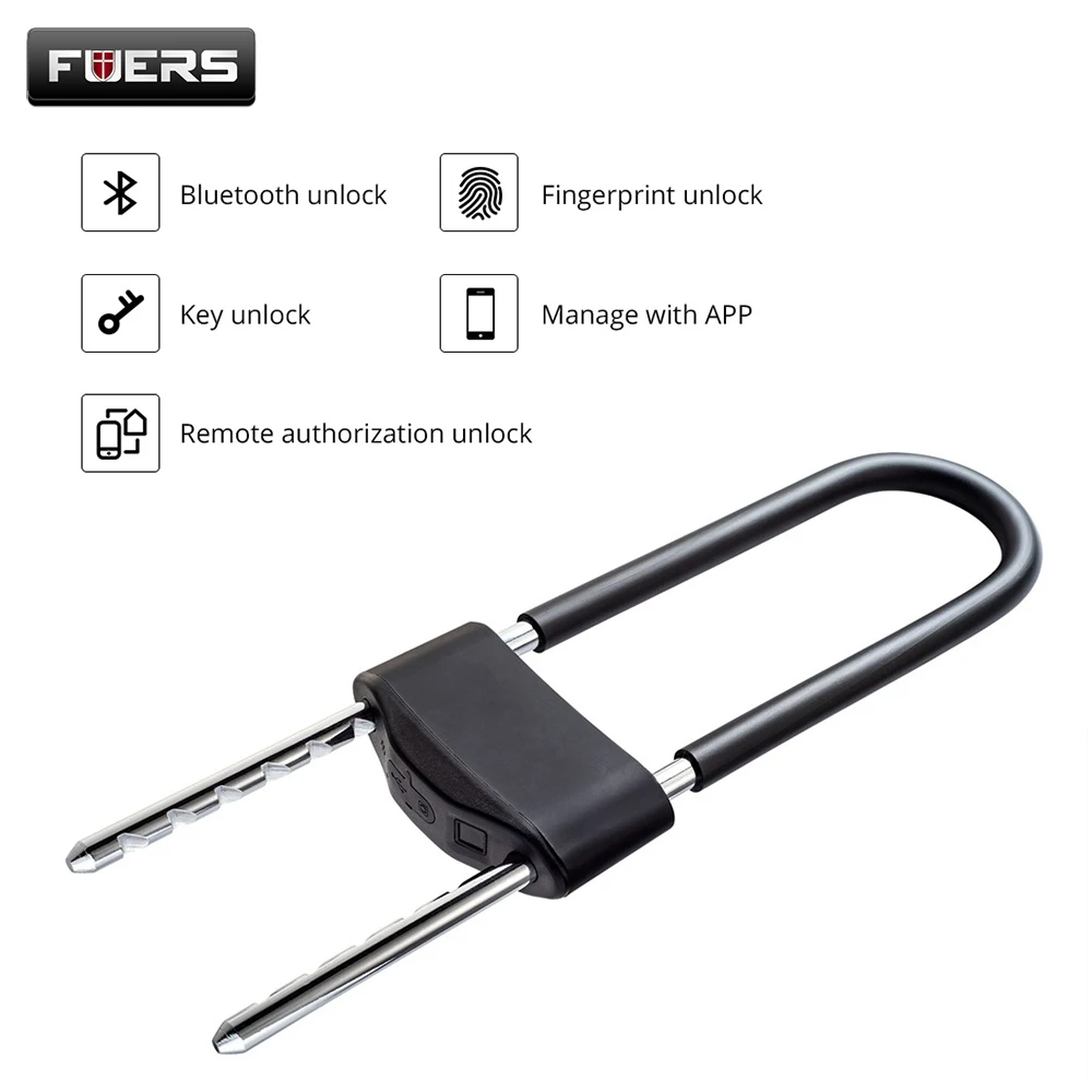 

FUERS Door Lock Intelligent Fingerprint U Type Bluetooth Unlock Waterproof Anti-theft Security Padlock Manager With APP Control